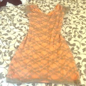 Surfer neon orange stretch dress